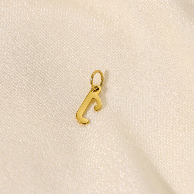 Stainless steel plating 14K gold 26 English letter pendant titanium steel DIY jewelry accessories wholesale