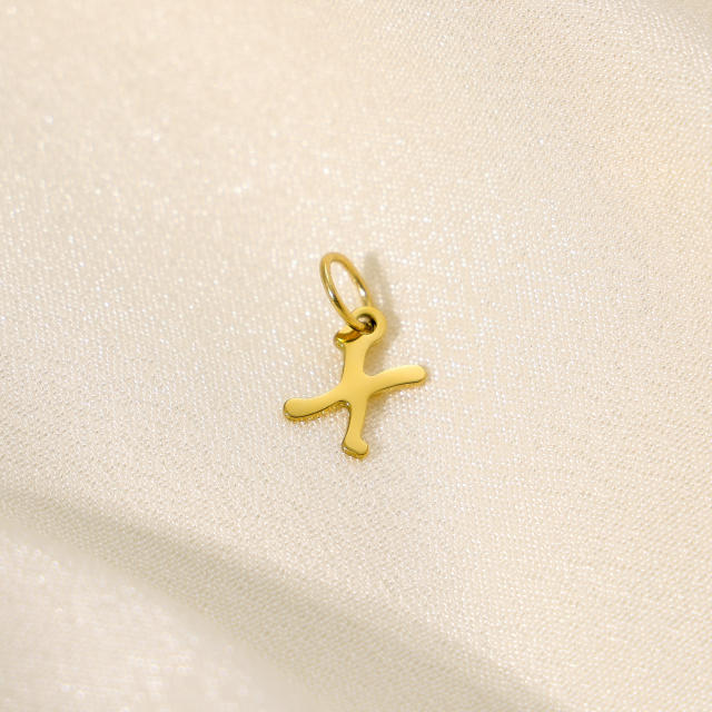Stainless steel plating 14K gold 26 English letter pendant titanium steel DIY jewelry accessories wholesale