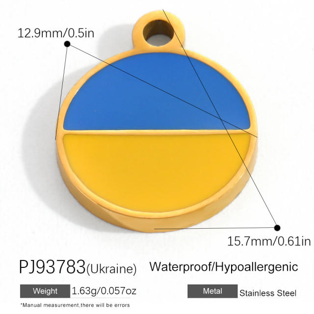 18K real gold plated color enamel flag element stainless steel charm diy jewelry accessory