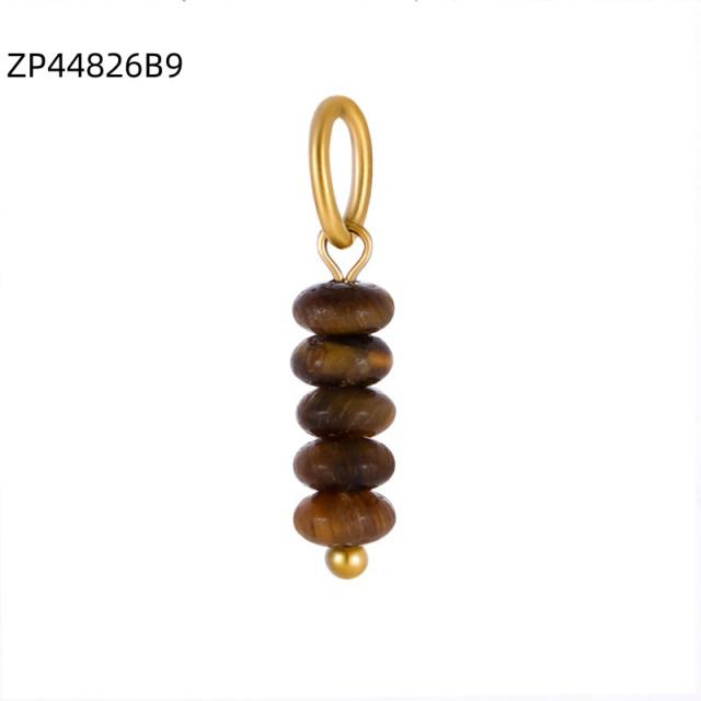 Sunflower Tiger Eye Maillard Color DIY Stainless Steel Pendant Handmade Necklace Earrings Accessories