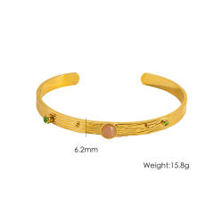 Colorful Natural Stone Inlaid Simple Women's Stainless Steel Bracelet