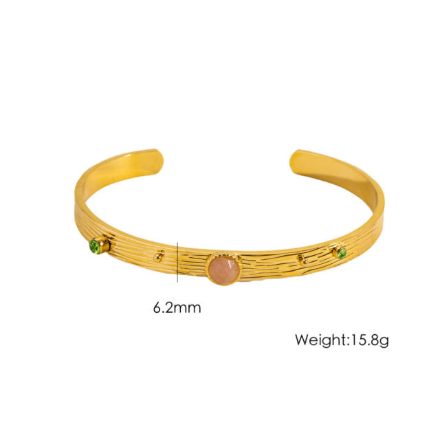 Colorful Natural Stone Inlaid Simple Women's Stainless Steel Bracelet