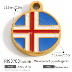 18K real gold plated color enamel flag element stainless steel charm diy jewelry accessory