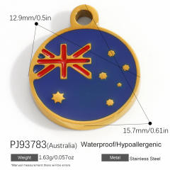 18K real gold plated color enamel flag element stainless steel charm diy jewelry accessory