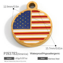 18K real gold plated color enamel flag element stainless steel charm diy jewelry accessory