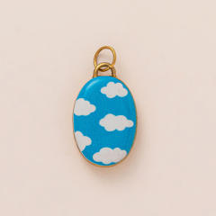 Women's Blue Sky White Clouds Stainless Steel New Vacuum Plating charm