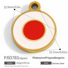 18K real gold plated color enamel flag element stainless steel charm diy jewelry accessory