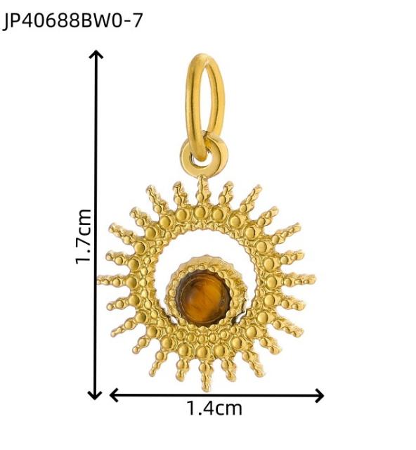 Sunflower Tiger Eye Maillard Color DIY Stainless Steel Pendant Handmade Necklace Earrings Accessories