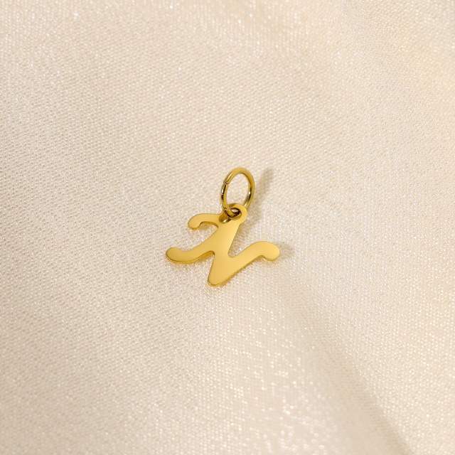 Stainless steel plating 14K gold 26 English letter pendant titanium steel DIY jewelry accessories wholesale