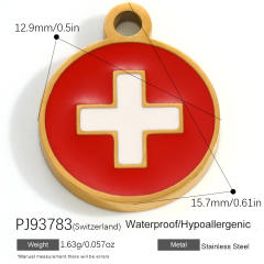 18K real gold plated color enamel flag element stainless steel charm diy jewelry accessory