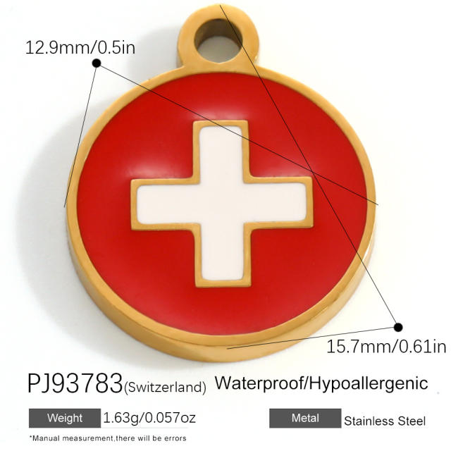 18K real gold plated color enamel flag element stainless steel charm diy jewelry accessory