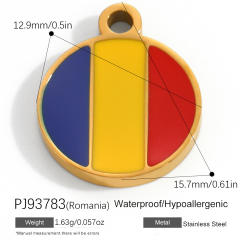 18K real gold plated color enamel flag element stainless steel charm diy jewelry accessory