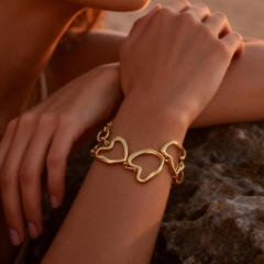 18KG big size hollow heart chain stainless steel bracelet