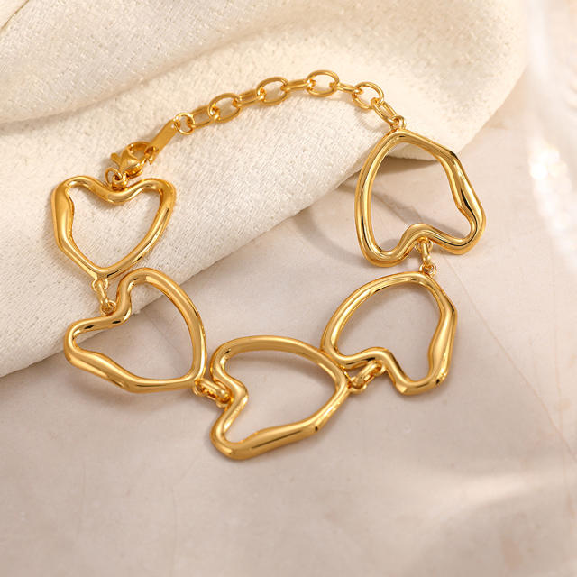 18KG big size hollow heart chain stainless steel bracelet