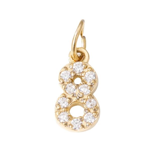 Diamond Zircon Digital Heart Symbol Pendant Accessories Stainless Steel Electroplating DIY Handmade Jewelry