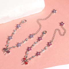 Hot-Selling Cute Sweet Exquisite Zircon Bow Branch Leaf Bracelet