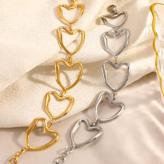 18KG big size hollow heart chain stainless steel bracelet