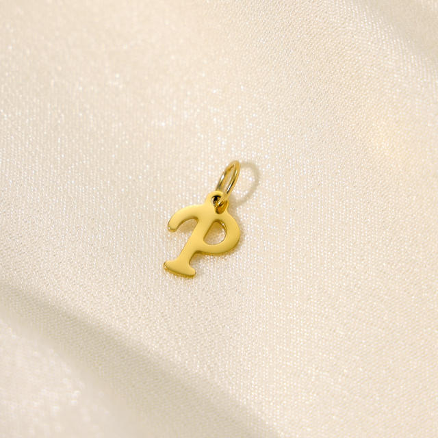 Stainless steel plating 14K gold 26 English letter pendant titanium steel DIY jewelry accessories wholesale