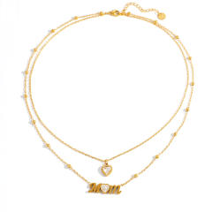 Mother's day diamond heart stainless steel necklace bracelet set