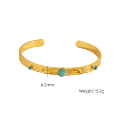 Colorful Natural Stone Inlaid Simple Women's Stainless Steel Bracelet