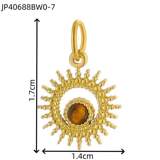 Sunflower Tiger Eye Maillard Color DIY Stainless Steel Pendant Handmade Necklace Earrings Accessories