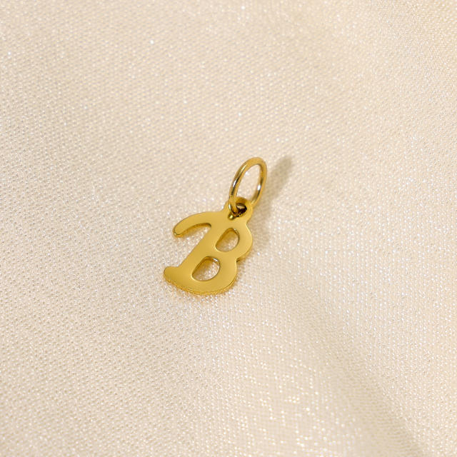 Stainless steel plating 14K gold 26 English letter pendant titanium steel DIY jewelry accessories wholesale
