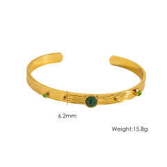 Colorful Natural Stone Inlaid Simple Women's Stainless Steel Bracelet