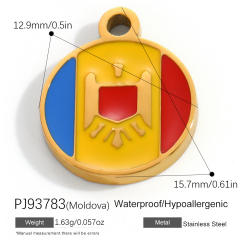 18K real gold plated color enamel flag element stainless steel charm diy jewelry accessory