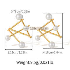 New Geometric Design Pearl Earrings Women's Daily Wear Real Gold Plated Earrings