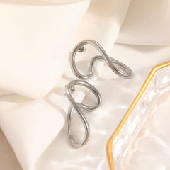 18KG unique geometirc line shape stainless steel earrings