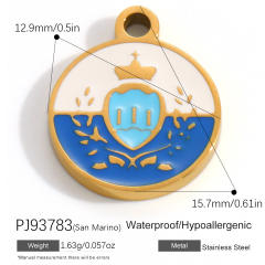 18K real gold plated color enamel flag element stainless steel charm diy jewelry accessory
