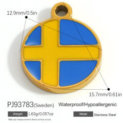 18K real gold plated color enamel flag element stainless steel charm diy jewelry accessory