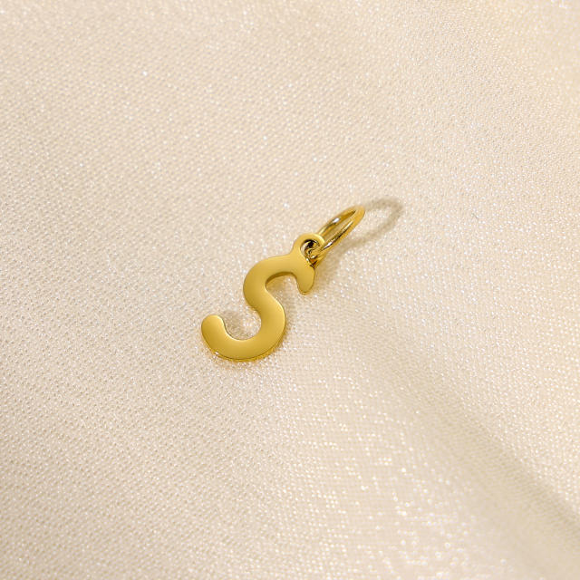 Stainless steel plating 14K gold 26 English letter pendant titanium steel DIY jewelry accessories wholesale
