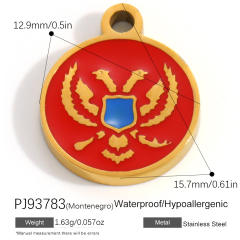 18K real gold plated color enamel flag element stainless steel charm diy jewelry accessory