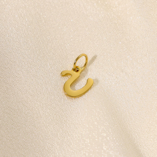 Stainless steel plating 14K gold 26 English letter pendant titanium steel DIY jewelry accessories wholesale