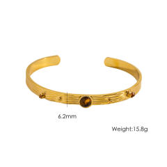 Colorful Natural Stone Inlaid Simple Women's Stainless Steel Bracelet