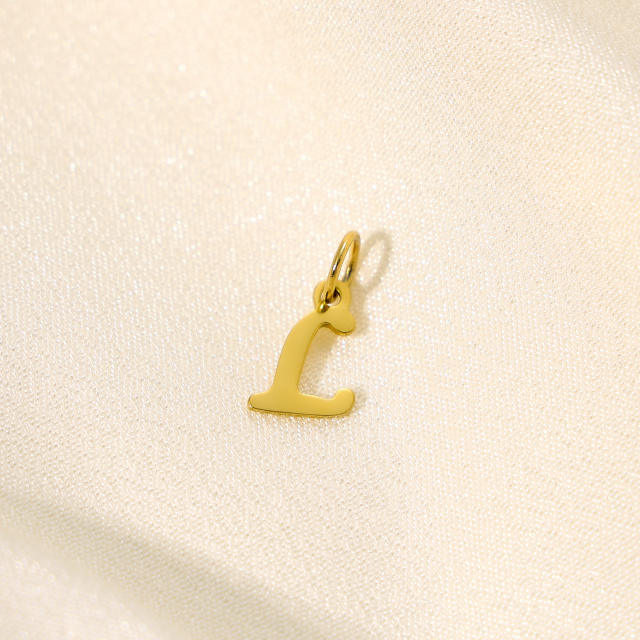 Stainless steel plating 14K gold 26 English letter pendant titanium steel DIY jewelry accessories wholesale