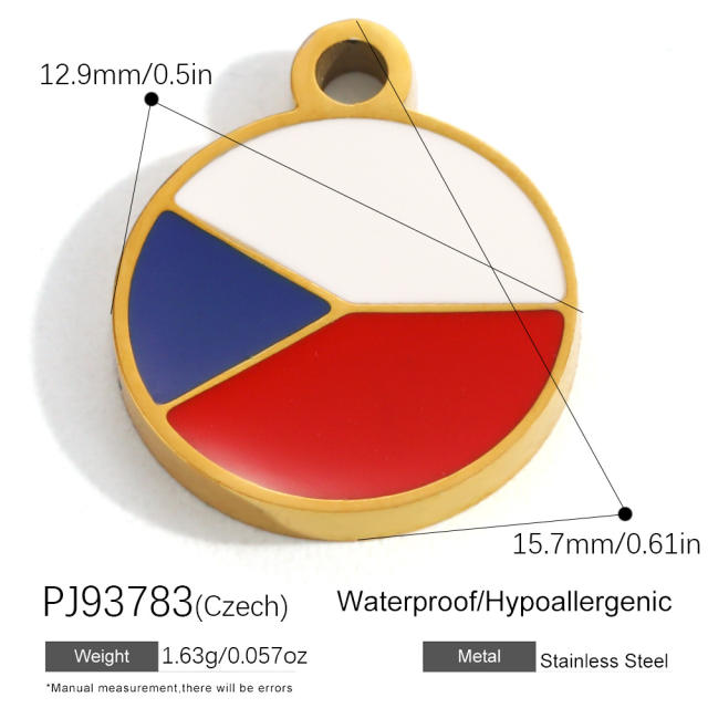 18K real gold plated color enamel flag element stainless steel charm diy jewelry accessory