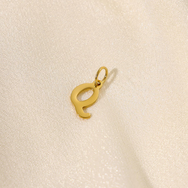 Stainless steel plating 14K gold 26 English letter pendant titanium steel DIY jewelry accessories wholesale