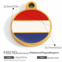 18K real gold plated color enamel flag element stainless steel charm diy jewelry accessory