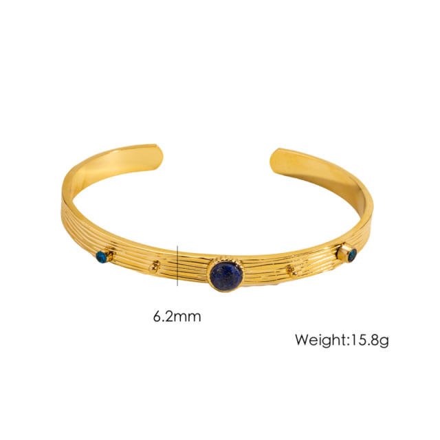 Colorful Natural Stone Inlaid Simple Women's Stainless Steel Bracelet