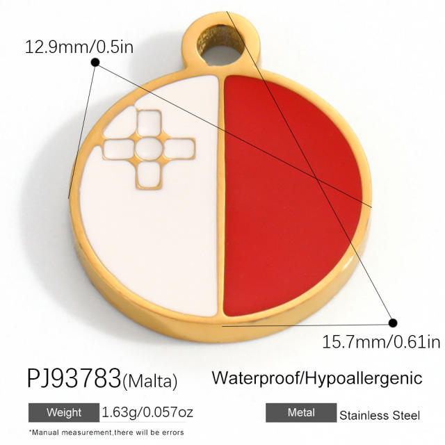 18K real gold plated color enamel flag element stainless steel charm diy jewelry accessory