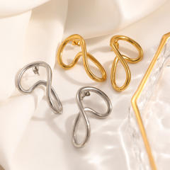 18KG unique geometirc line shape stainless steel earrings