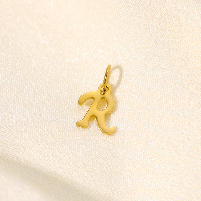 Stainless steel plating 14K gold 26 English letter pendant titanium steel DIY jewelry accessories wholesale