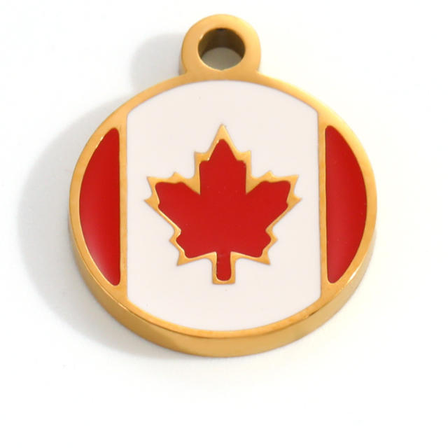 18K real gold plated color enamel flag element stainless steel charm diy jewelry accessory