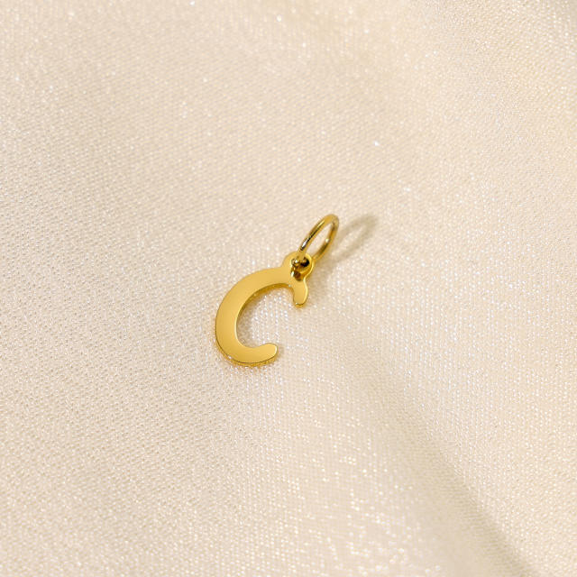 Stainless steel plating 14K gold 26 English letter pendant titanium steel DIY jewelry accessories wholesale