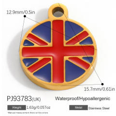 18K real gold plated color enamel flag element stainless steel charm diy jewelry accessory