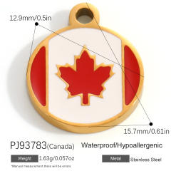 18K real gold plated color enamel flag element stainless steel charm diy jewelry accessory
