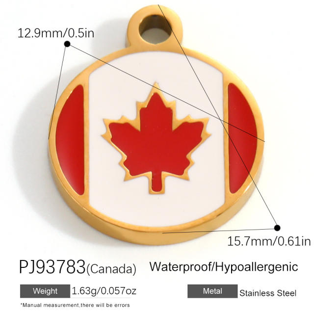 18K real gold plated color enamel flag element stainless steel charm diy jewelry accessory