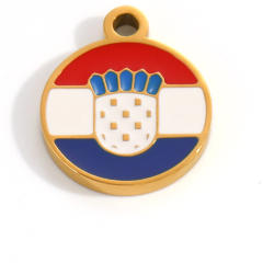 18K real gold plated color enamel flag element stainless steel charm diy jewelry accessory